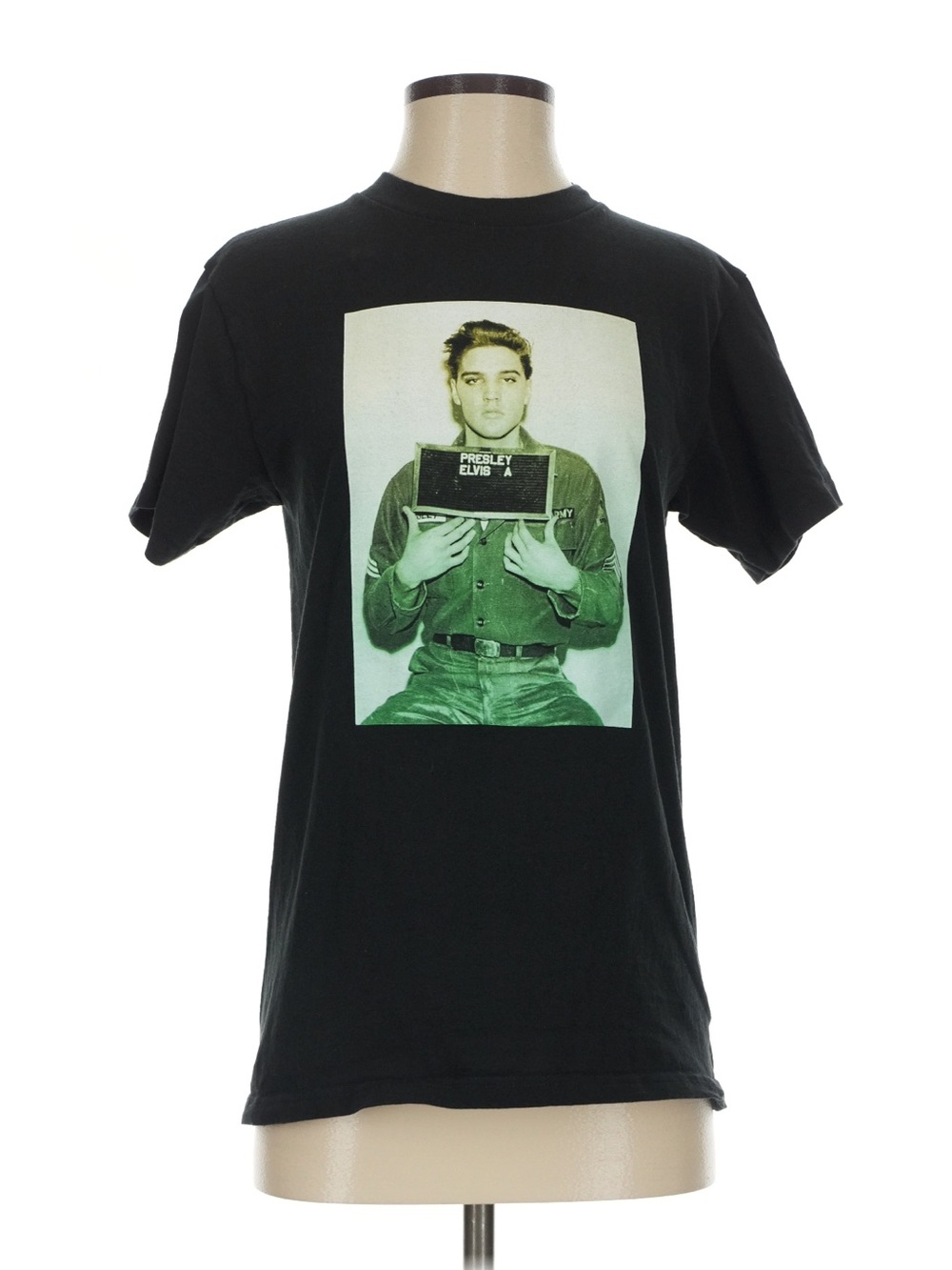 Official Elvis Presley Army Mugshot Graphic T-Shirt - Black, Size Small, NWOT